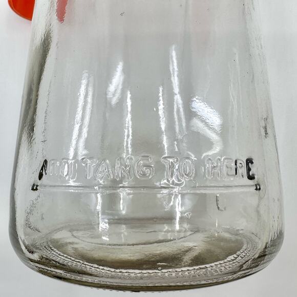 Anchor Hocking Glass Vintage 70s TANG Orange Drink Clear Glass Pitcher With Lid - Picture 6 of 11